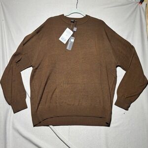 Tulliano Sweater Mens 2XL Rust Brown Silk Cotton Crew Neck Brighton Pullover New